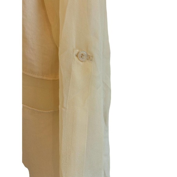 Line & Dot Size Medium Mixed Media‎ Silk Highlow Blouse Nude Tan Laginlook - Picture 4 of 7